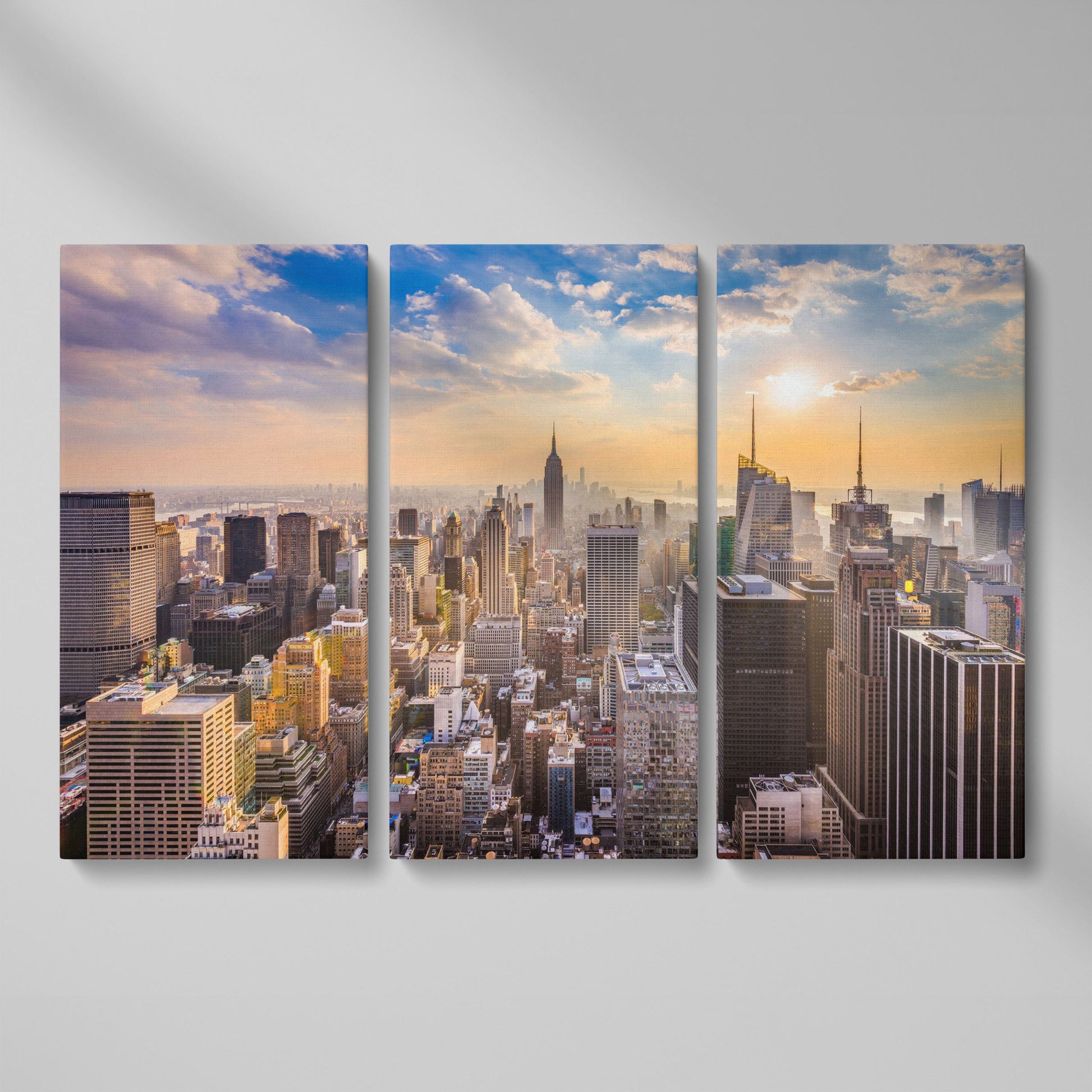 New York City Skyline Panoramic Canvas as 3-panel split version