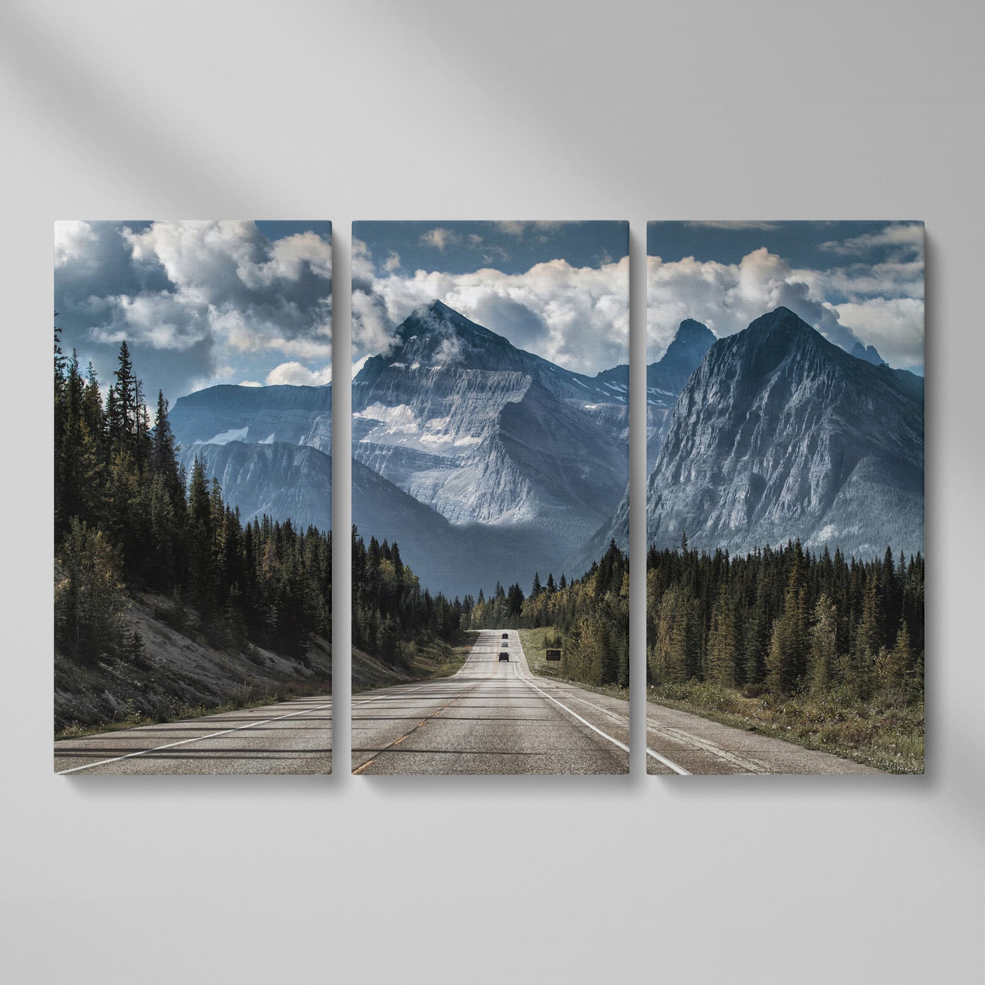 Country Mountain Road Canvas as 3-panel split version