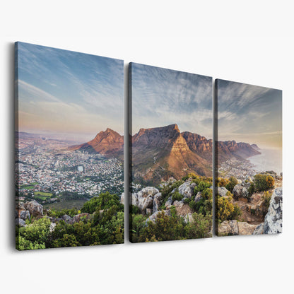 Table Mountain Landscape Canvas as 3-panel split version