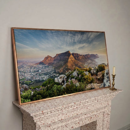 Table Mountain Landscape Canvas in rose gold floating frame
