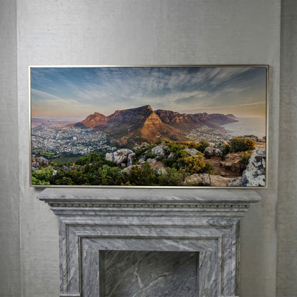 Table Mountain Landscape Canvas in silver floating frame