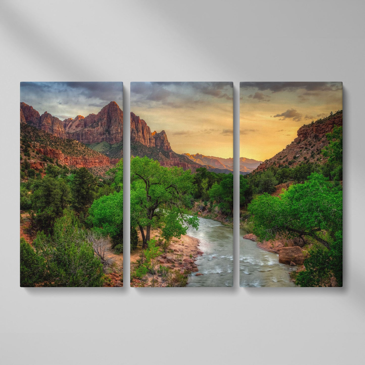 Zion Canyon Landscape Canvas Print as 3-panel split version