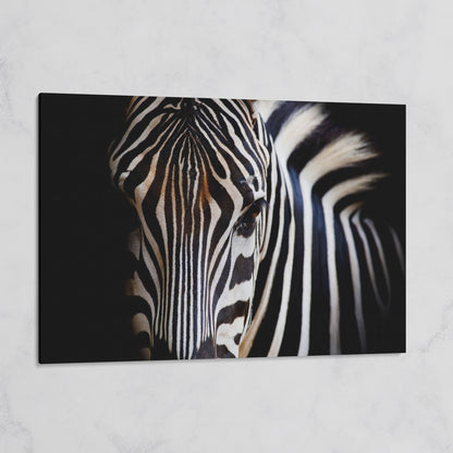 Black and White Zebra Portrait Canvas on gallery wrap