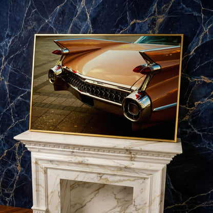 1959 Pink Cadillac Canvas in yellow gold floating frame
