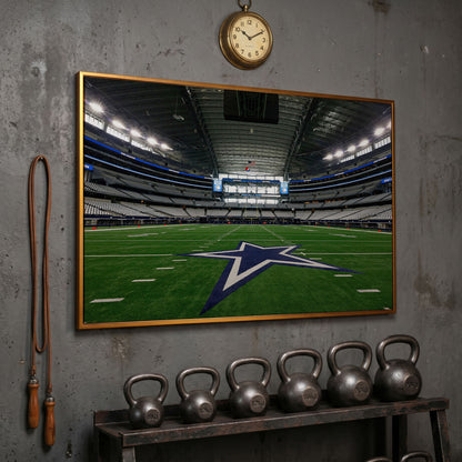 AT&T Stadium Canvas Print in antique gold floating frame