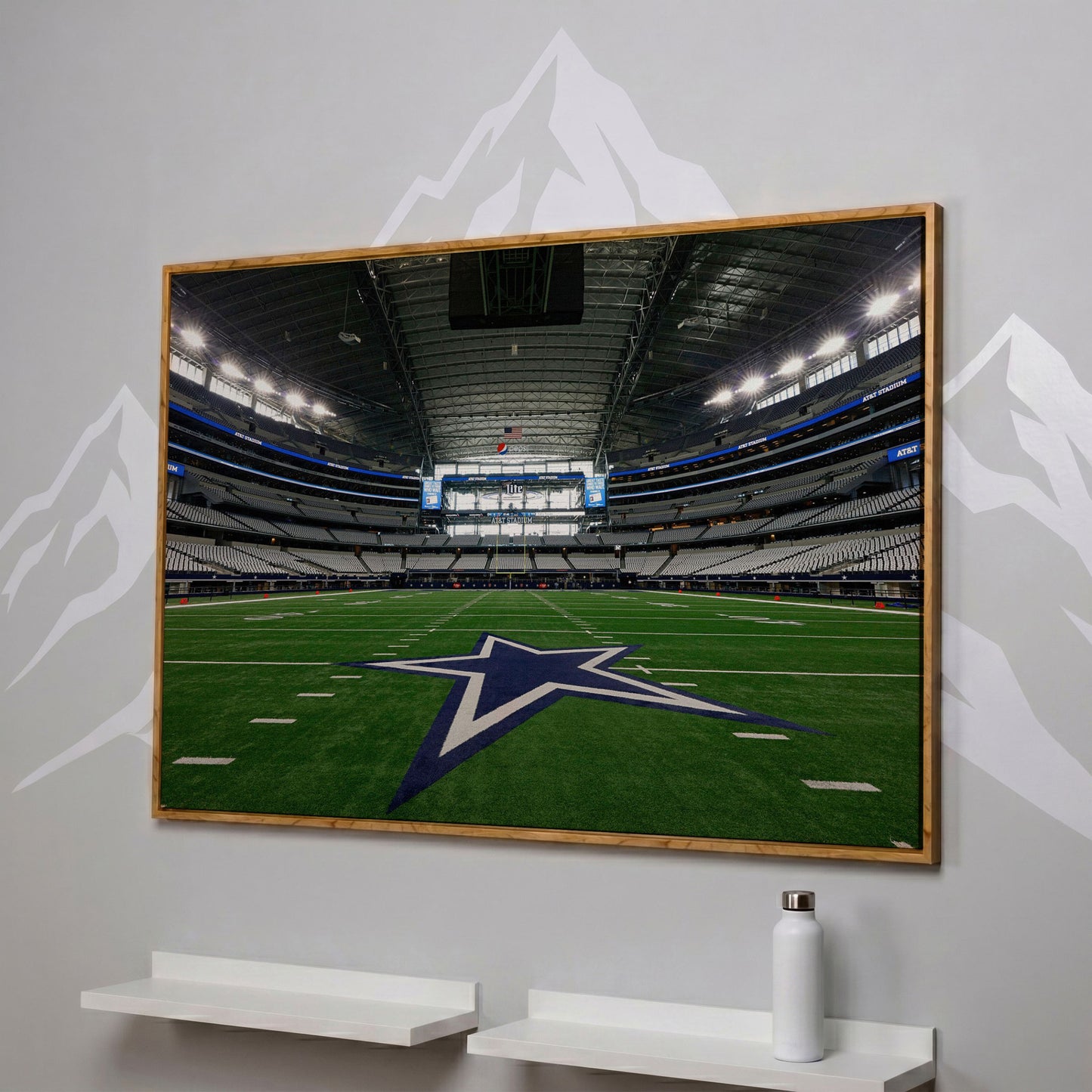 AT&T Stadium Canvas Print in white oak floating frame