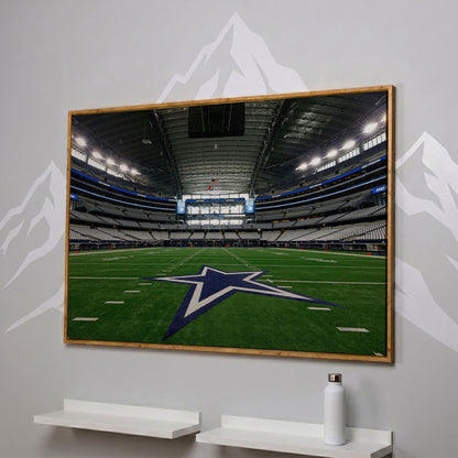 AT&T Stadium Canvas Print in white oak floating frame