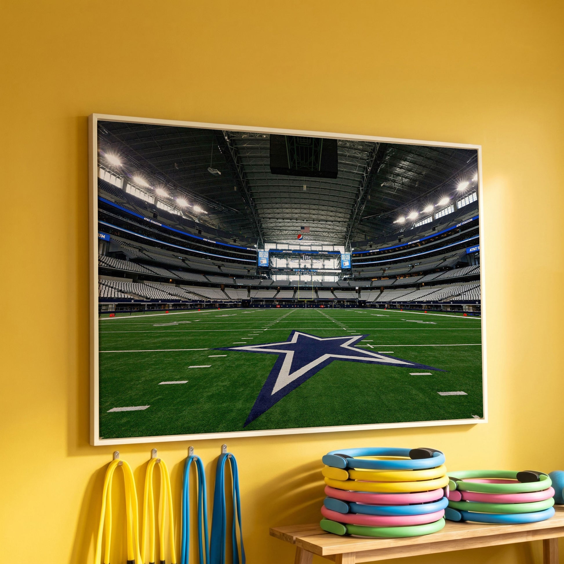AT&T Stadium Canvas Print in white floating frame