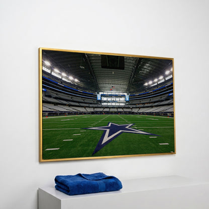 AT&T Stadium Canvas Print in yellow gold floating frame