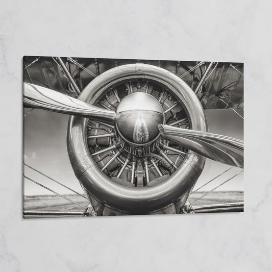 Vintage Airplane Engine Canvas on gallery wrap
