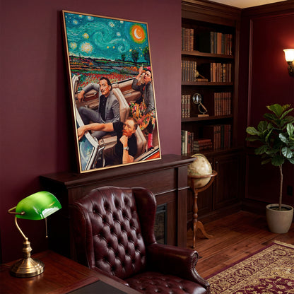 Frida, Van Gogh & Dali in a Convertible Canvas Print in antique gold floating frame