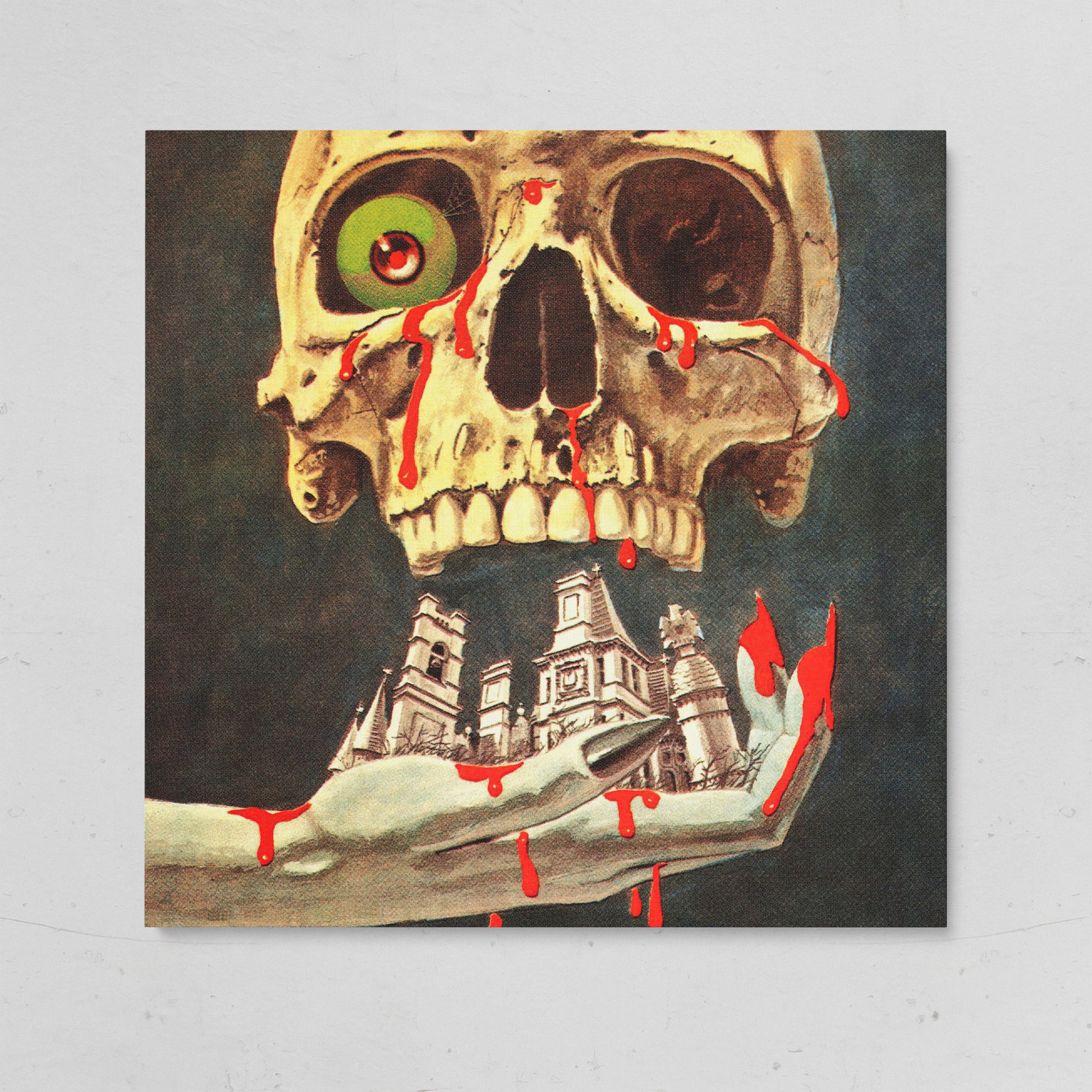 Bloody Skull Retro Horror Canvas on gallery wrap