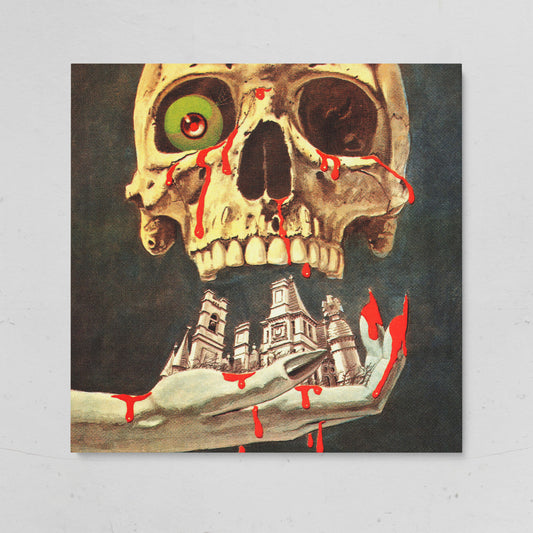 Bloody Skull Retro Horror Canvas on gallery wrap
