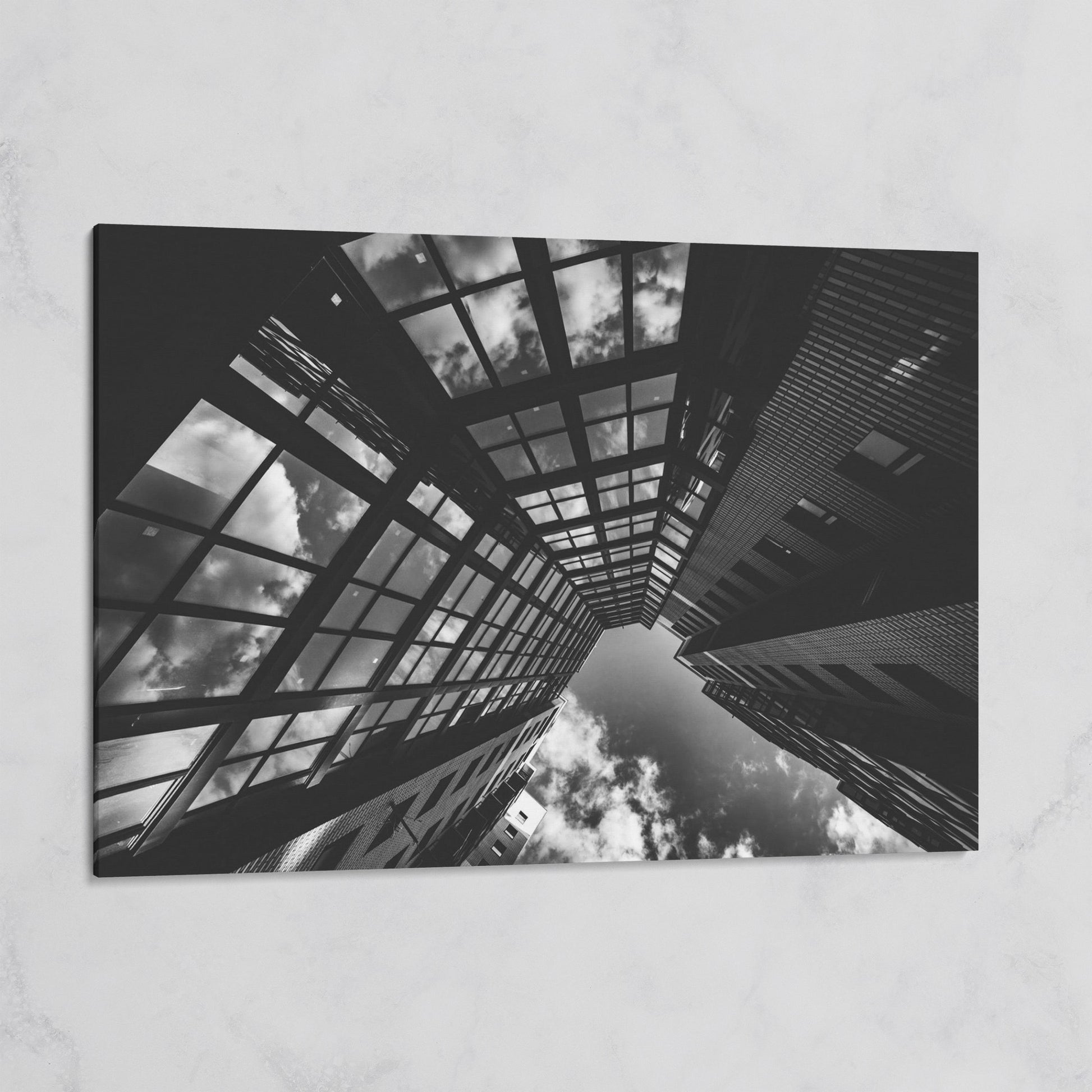 Black and White Multi-Storey Building Canvas on gallery wrap