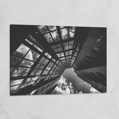 Black and White Multi-Storey Building Canvas on gallery wrap