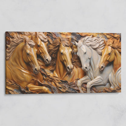 Running Horses 3D Canvas Art on gallery wrap