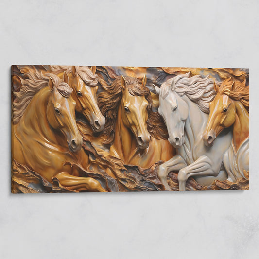 Running Horses 3D Canvas Art on gallery wrap