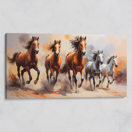 Running Horses Abstract Canvas on gallery wrap