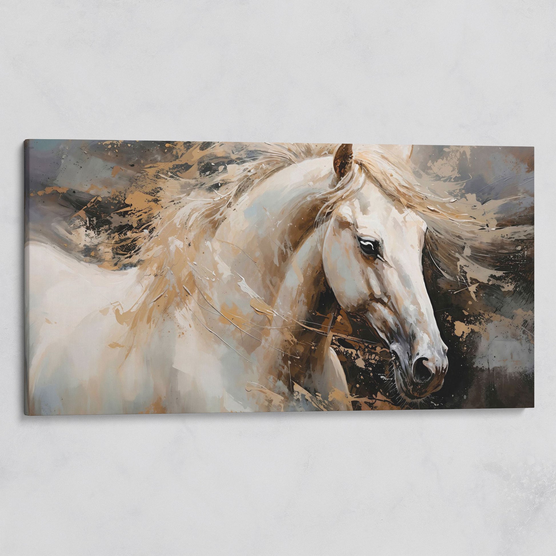 White Horse in Motion Canvas on gallery wrap