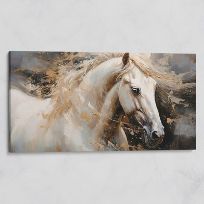 White Horse in Motion Canvas on gallery wrap