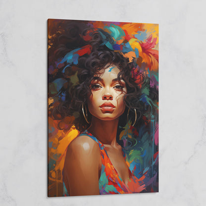 Afro Woman Abstract Pop Art Canvas on gallery wrap