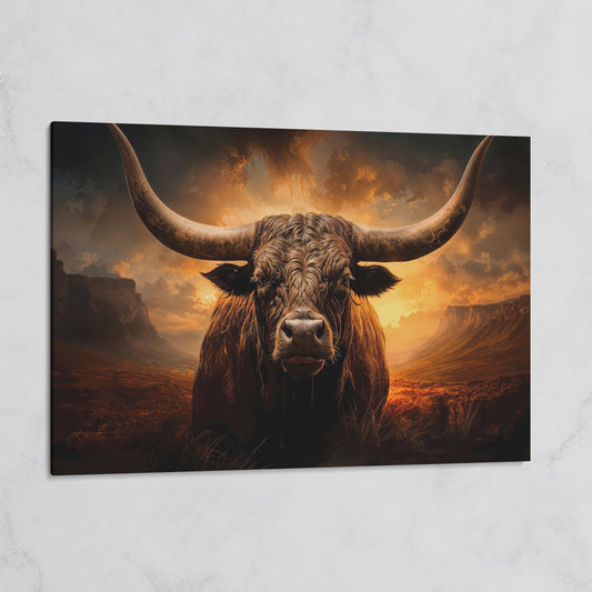 Texas Longhorn Bull Canvas Print on gallery wrap