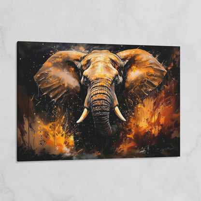 Abstract Elephant Canvas Print in Burnt Sienna & Black on gallery wrap