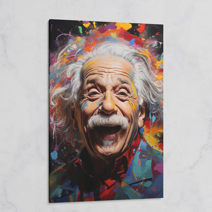 Einstein Laughing Pop Art Canvas on gallery wrap