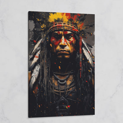 Angry Chief Portrait Canvas Print on gallery wrap