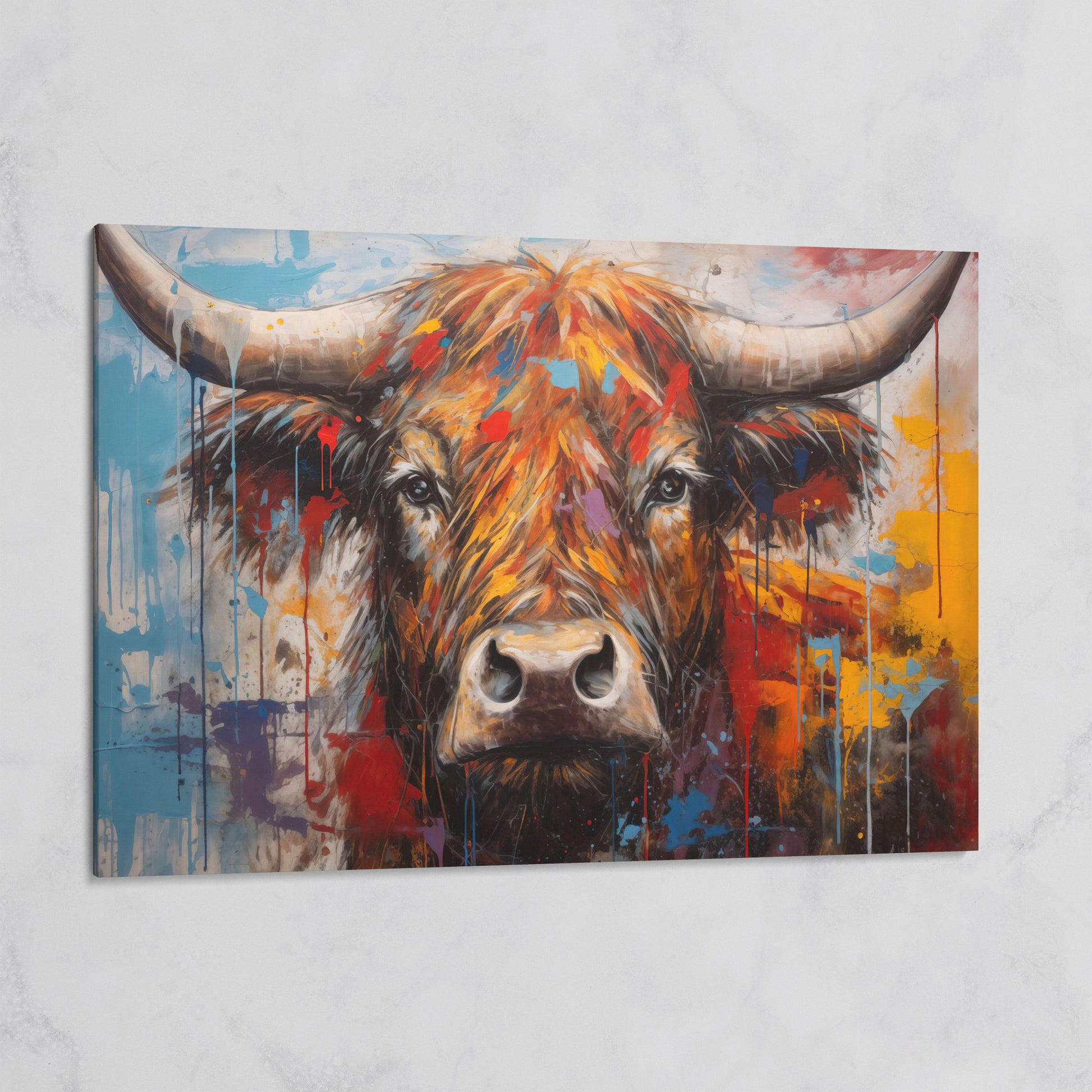 Abstract Colorful Cow Canvas Print on gallery wrap