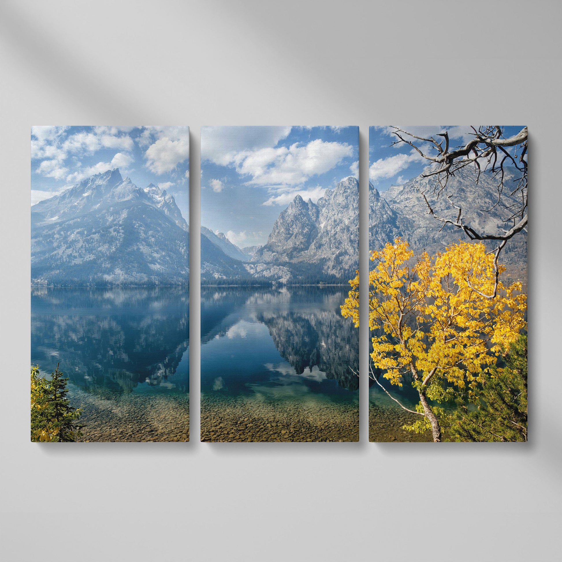 Grand Teton Fall Colors Canvas as 3-panel split version