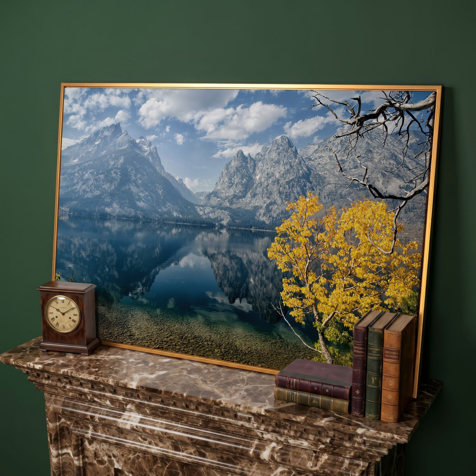 Grand Teton Fall Colors Canvas in antique gold floating frame