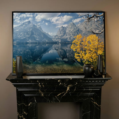 Grand Teton Fall Colors Canvas in black floating frame