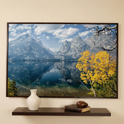 Grand Teton Fall Colors Canvas in dark walnut floating frame