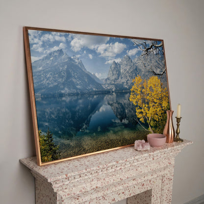 Grand Teton Fall Colors Canvas in rose gold floating frame