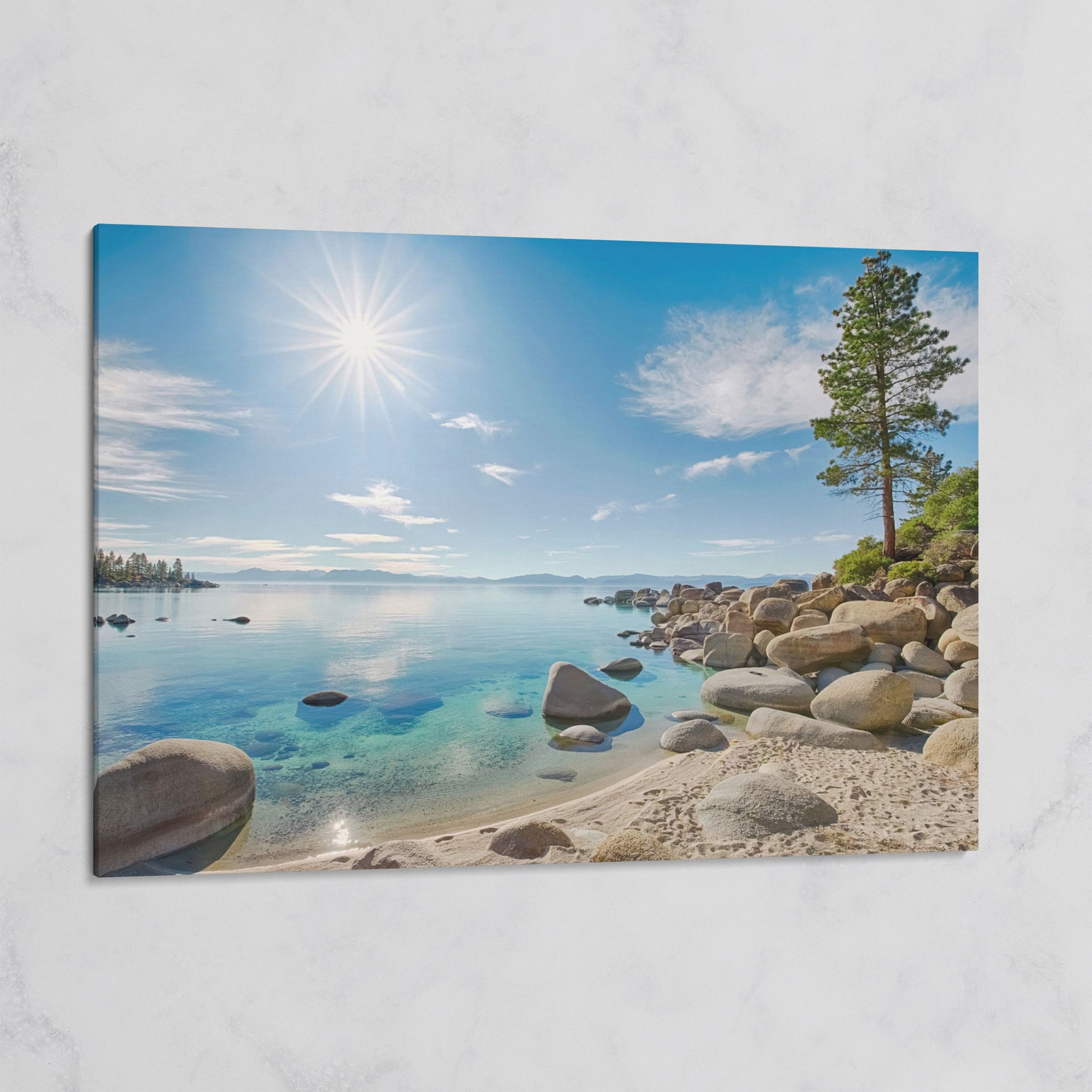 Lake Tahoe East Shore Beach Canvas Print on gallery wrap