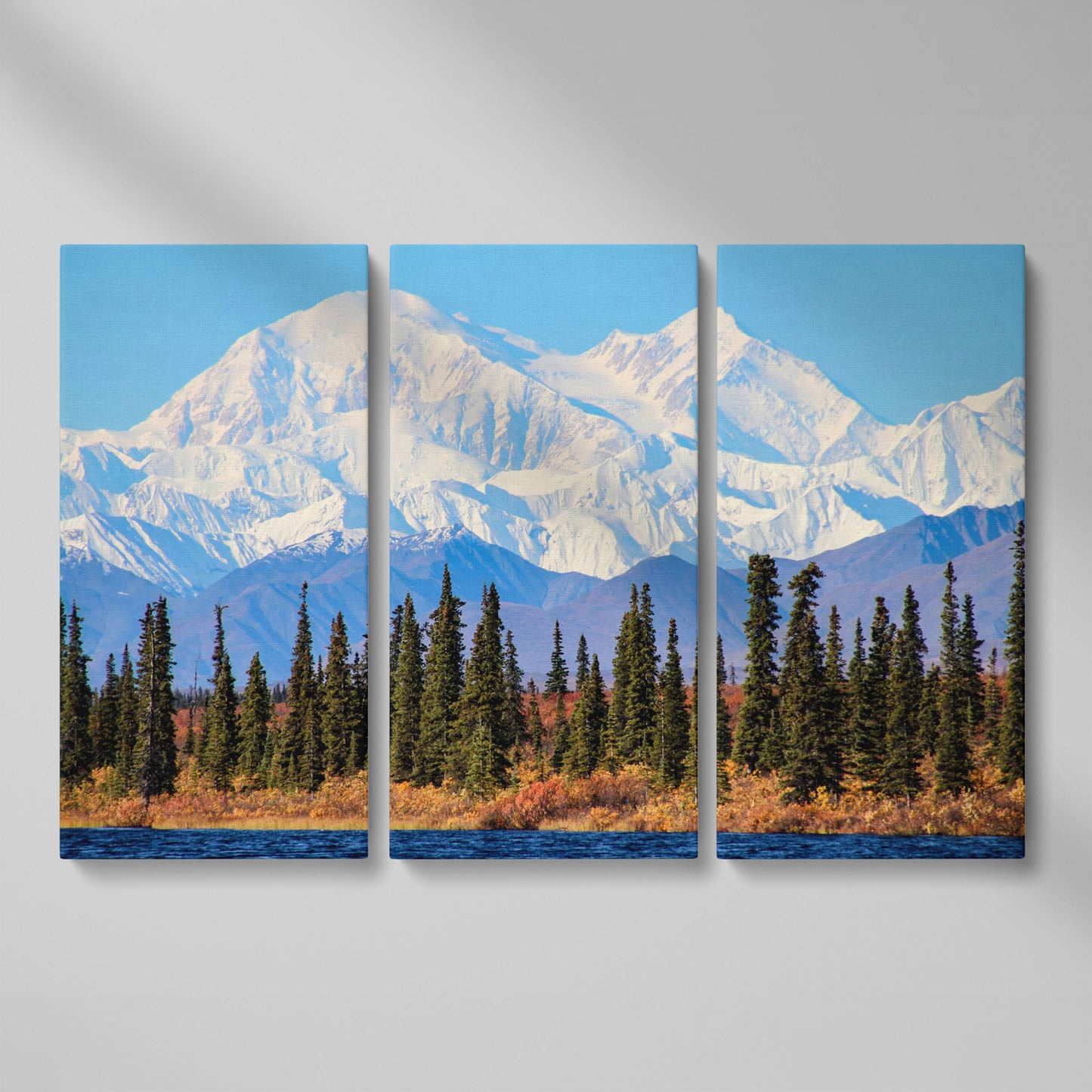 Denali Mountain Landscape Canvas as 3-panel split version