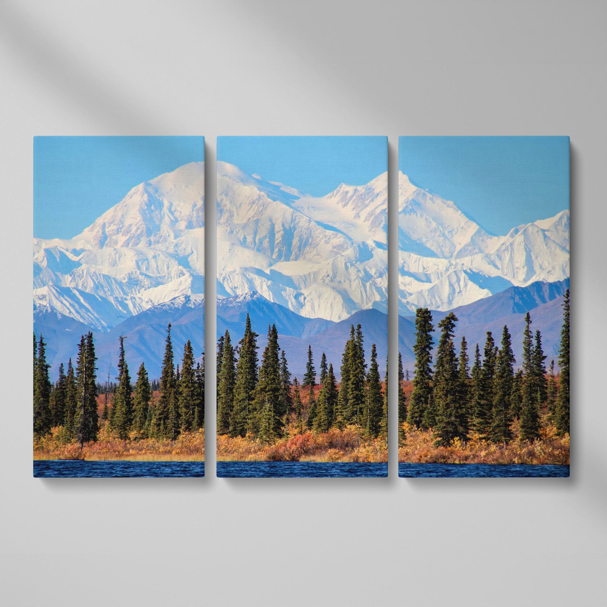 Denali Mountain Landscape Canvas as 3-panel split version