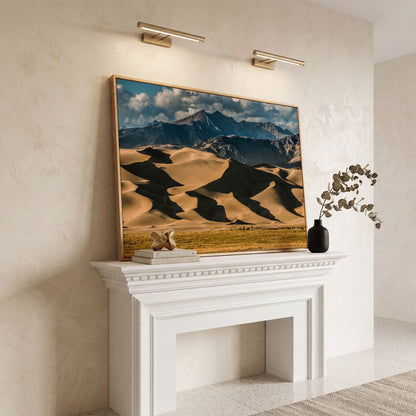 Great Sand Dunes Sunset Canvas Print in white oak floating frame