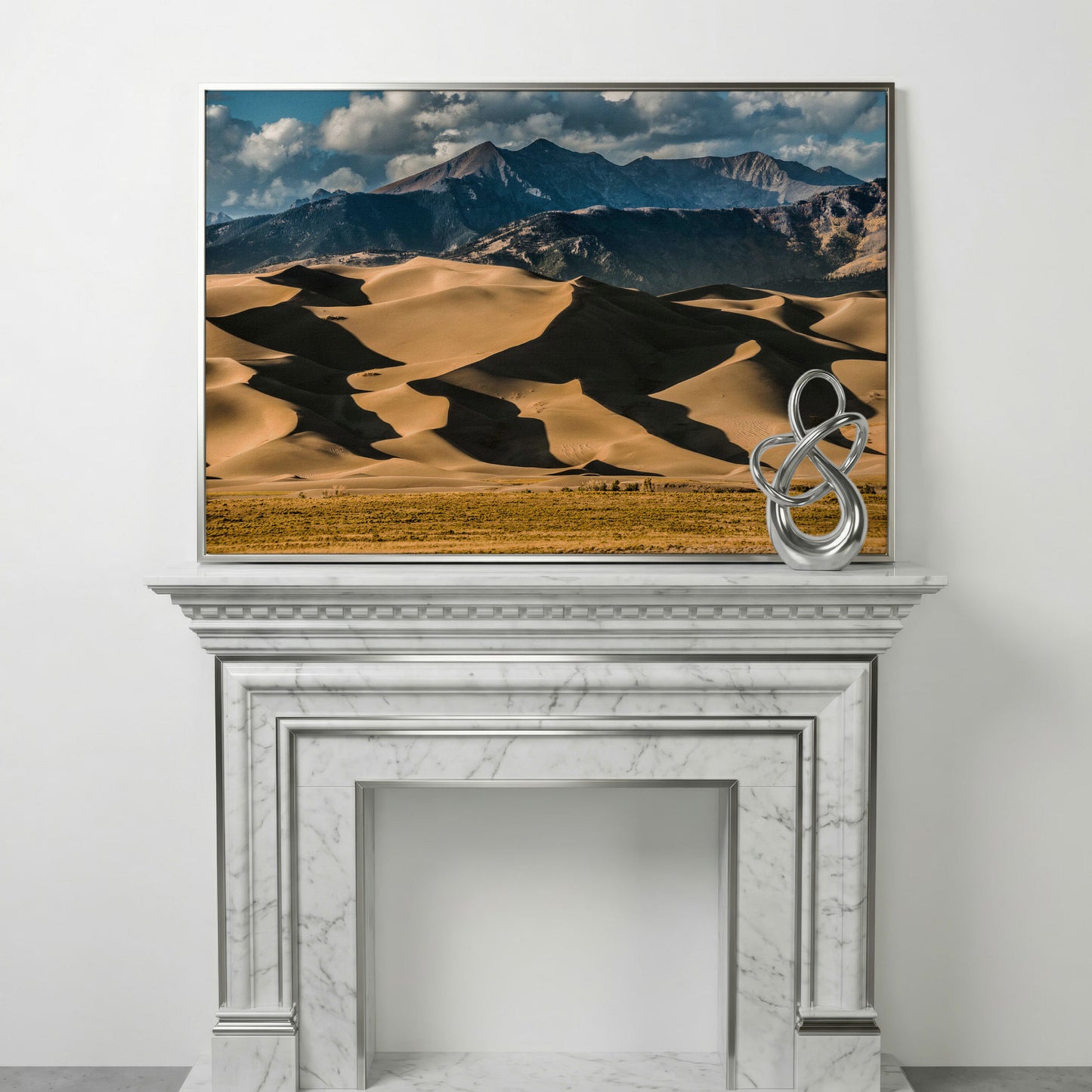 Great Sand Dunes Sunset Canvas Print in silver floating frame