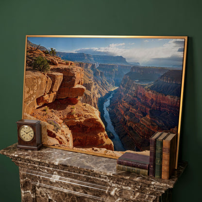 Toroweap Point Sunrise Canvas Print in antique gold floating frame