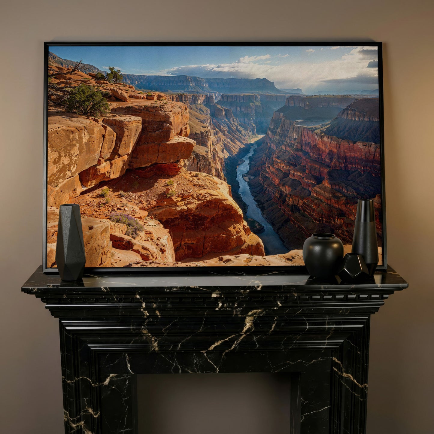 Toroweap Point Sunrise Canvas Print in black floating frame