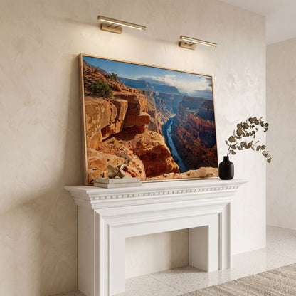 Toroweap Point Sunrise Canvas Print in white oak floating frame