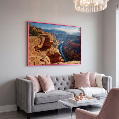 Toroweap Point Sunrise Canvas Print in pink floating frame