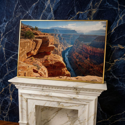 Toroweap Point Sunrise Canvas Print in yellow gold floating frame