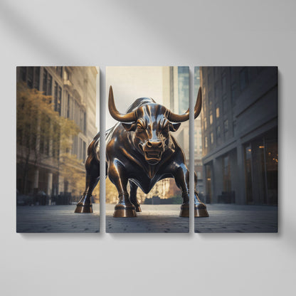 Raging Bull Canvas Print as 3-panel split version
