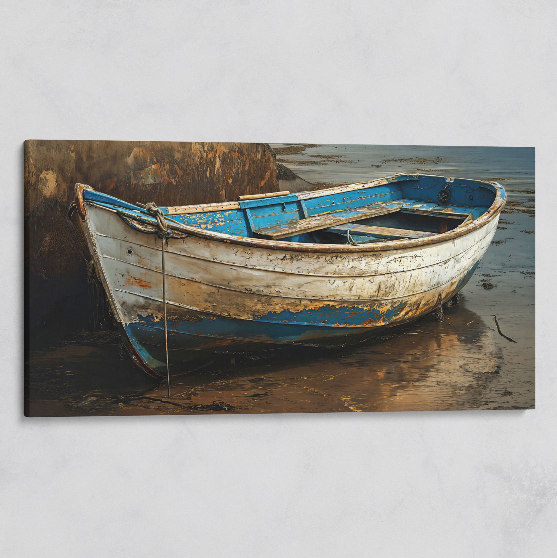 Whimsical Old Boat Canvas Wall Art on gallery wrap