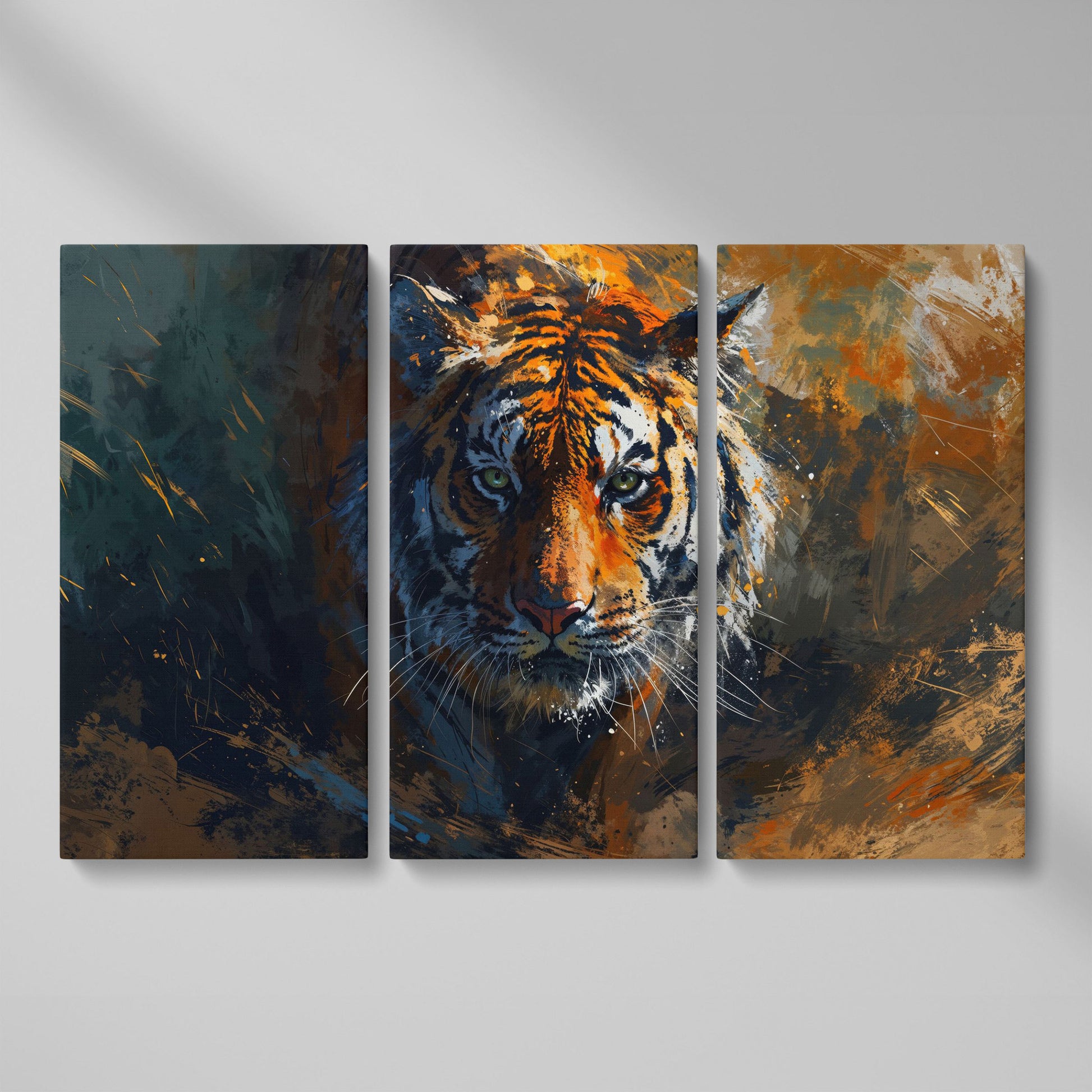 Majestic Tiger Portrait Canvas Print as 3-panel split version