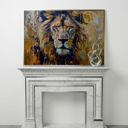 Royal Mane Lion Canvas Print in silver floating frame