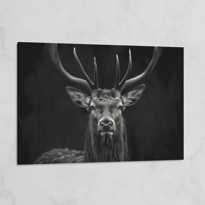 Black & White Stag Portrait Canvas on gallery wrap